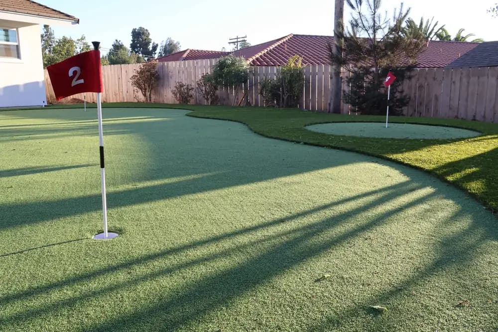 Artificial turf installation in a San Diego backyard